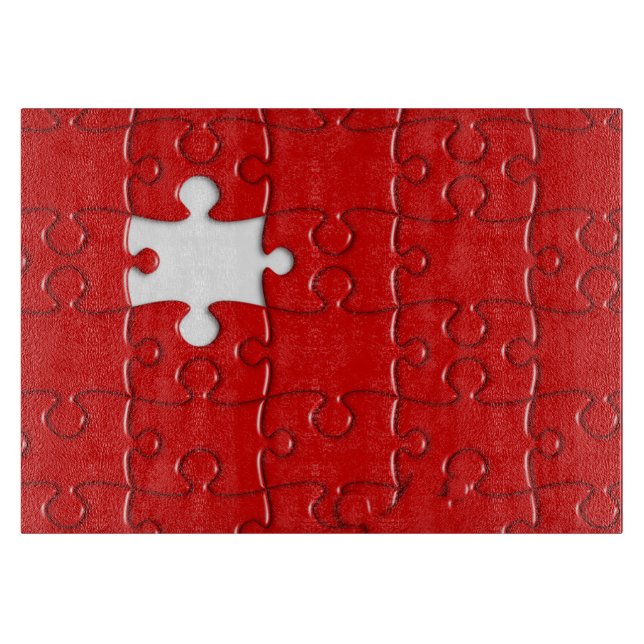 red puzzle cutting board (Front)