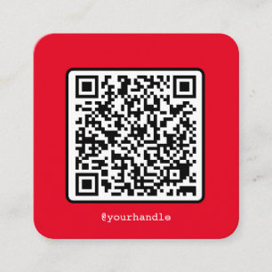 Red QR Code Social Media Simple Modern Custom Square Business Card