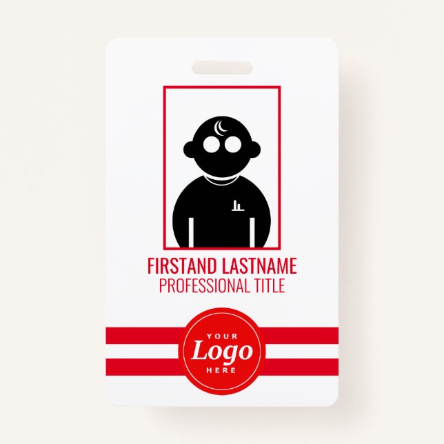 Red QR Coded V1 Employee Badge ID Badge (Front)