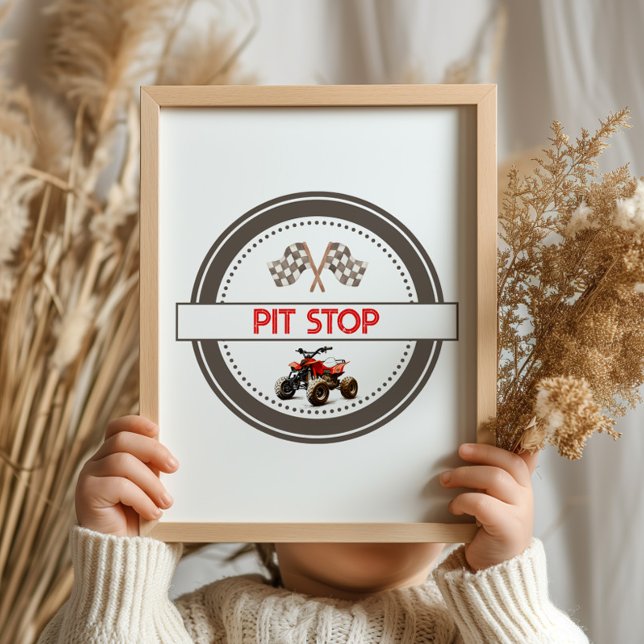 Red Quad Bike Pit Stop Birthday Sign (Creator Uploaded)