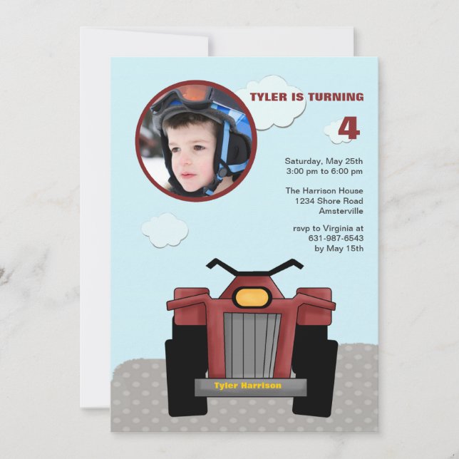 Red Quad Photo Invitation (Front)