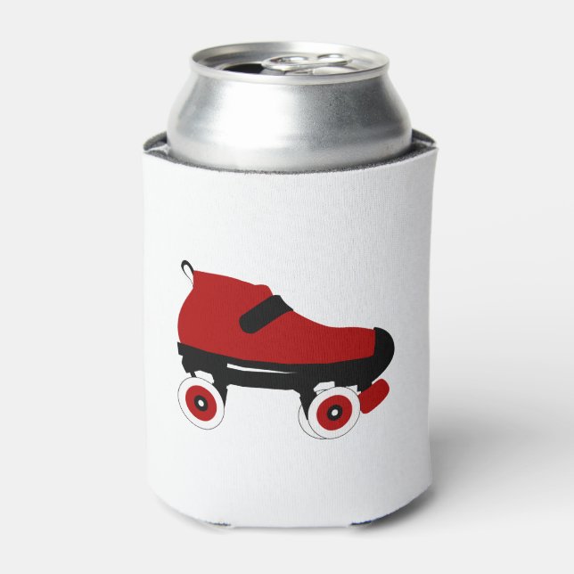 red quad roller derby skate can cooler (Can Front)