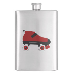 red quad roller derby skate hip flask