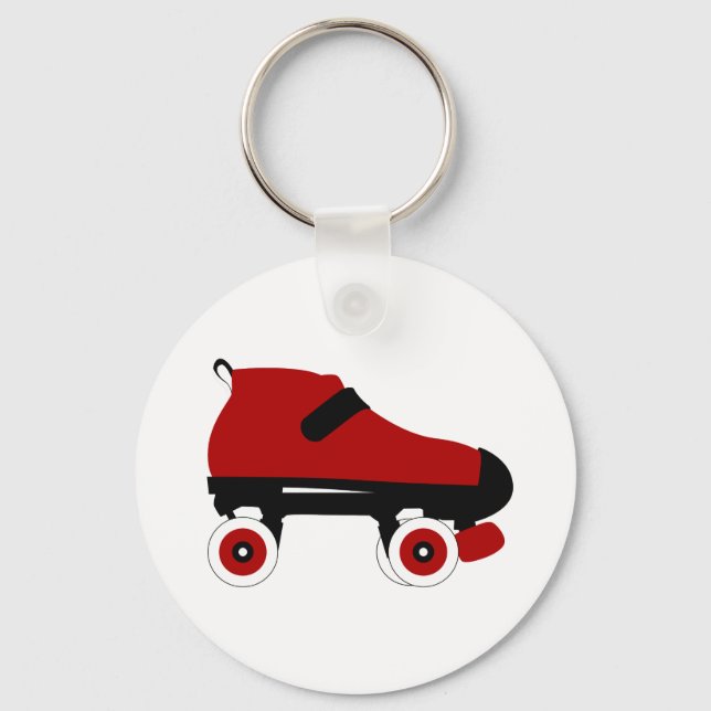 red quad roller derby skate key ring (Front)