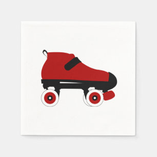 red quad roller derby skate napkin