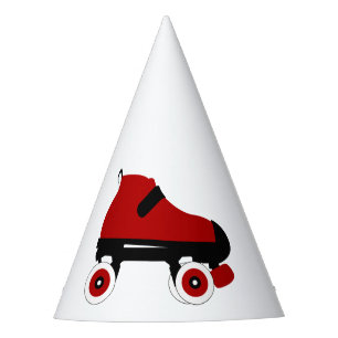 red quad roller derby skate party hat