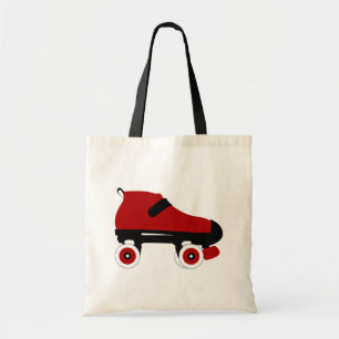 red quad roller derby skate tote bag