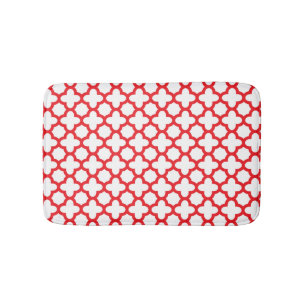 Red Quatrefoil Pattern Bath Mat