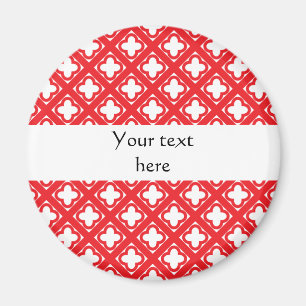 Red Quatrefoil Pattern Magnet