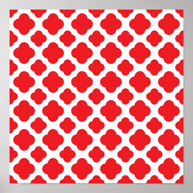 Red Quatrefoil Pattern Poster (Front)