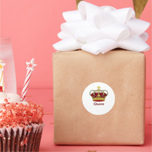 RED QUEEN CROWN CLASSIC ROUND STICKER