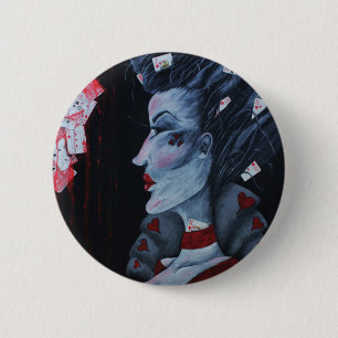 Red Queen Of Hearts Alice Wonderland Fantasy Art 6 Cm Round Badge