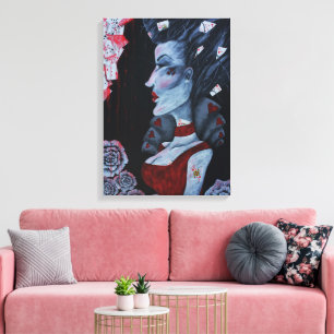 Red Queen Of Hearts Alice Wonderland Fantasy Art Canvas Print
