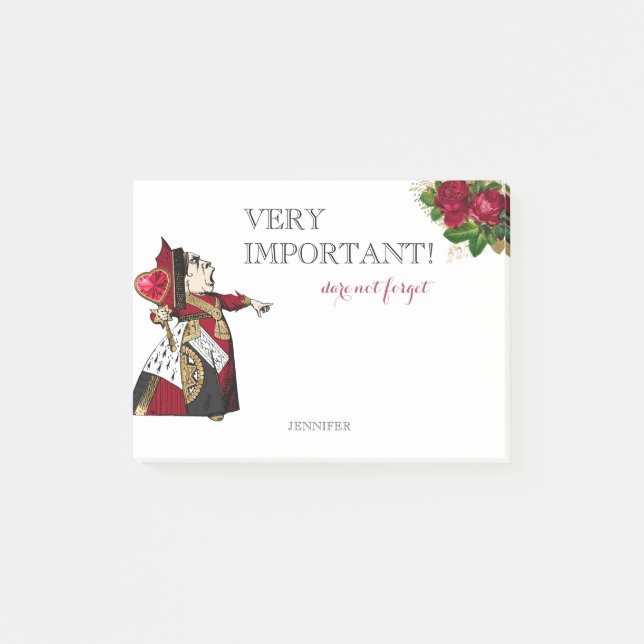 Red Queen of Hearts Vintage Post-it Notes (Front)