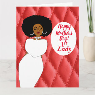Red Quilted African American 1st Lady Mother's Day Card