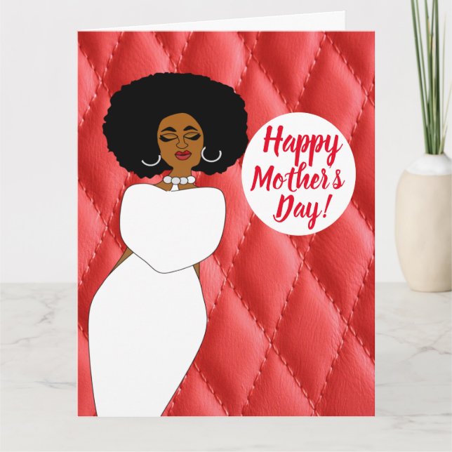 Red Quilted African American  Card (Front)