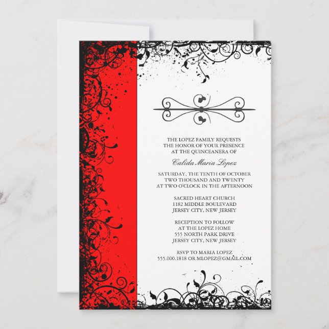Red Quinceanera Invitations (Front)