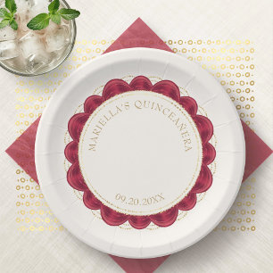 Red Quinceanera Paper Plate