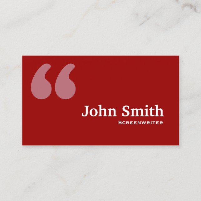 Red Quotes Screenwriter Business Card (Front)