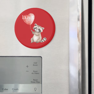Red Raccoon with A Balloon Love Magnet