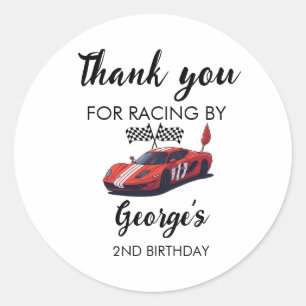 Red Race Car 2nd Birthday Classic Round Sticker