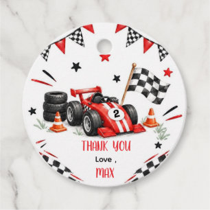 Red Race Car 2nd Birthday Party Favour Tags