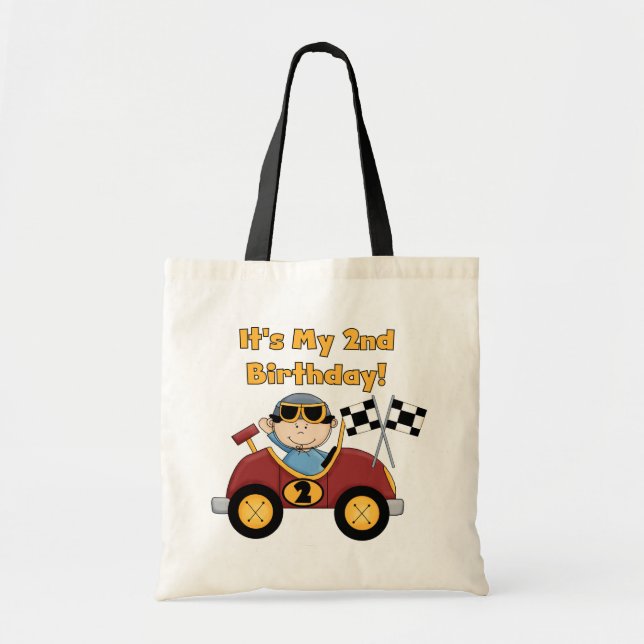 Red Race Car 2nd Birthday Tshirts and Gifts Tote Bag (Front)