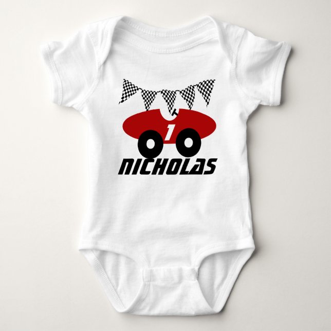 Red Race Car Baby Bodysuit (Front)