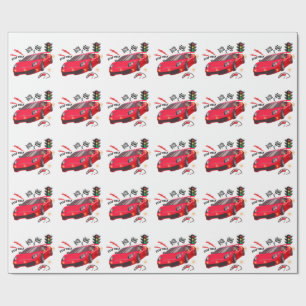 Red Race Car "Beep Beep" Personalised Party Paper 