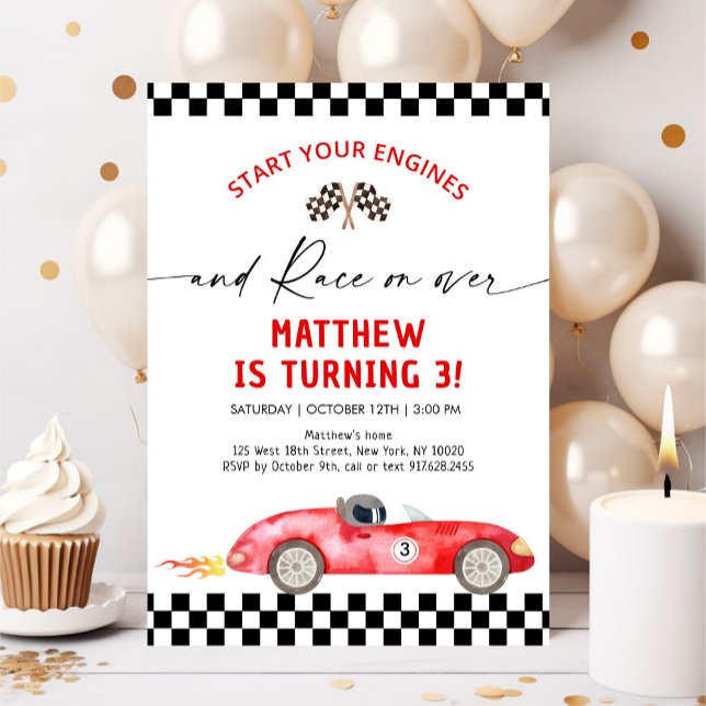 Red Race Car Birthday Invitation (Creator Uploaded)