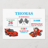 Red Race Car Birthday Invitation