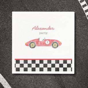 Red race car birthday napkin