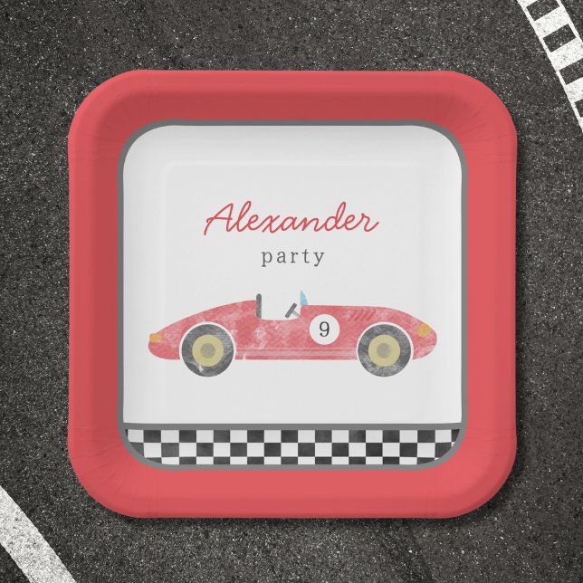 Red race car birthday paper plate (Creator Uploaded)