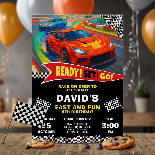 Red Race Car Birthday Party Invitation (Creator Uploaded)