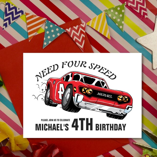 Red Race Car Birthday Party Invitation (Creator Uploaded)