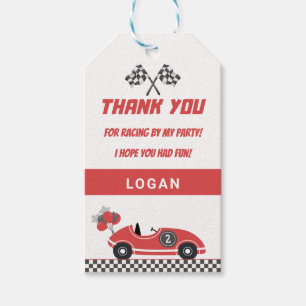 Red Race Car Birthday Party Thank You Gift Tag