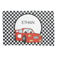 Red Race Car Black White Chequered Flag Child's 