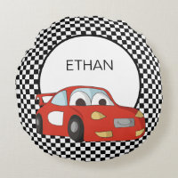 Red Race Car Black White Chequered Flag Child's