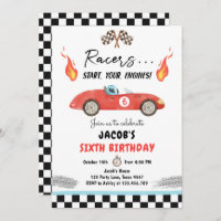 Red Race Car Fast Curious Boy Birthday