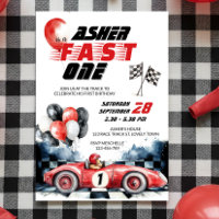 Red Race Car Fast One 1st Birthday