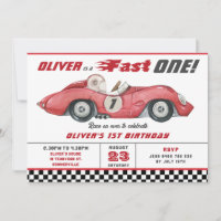 Red Race Car Fast One 1st First Birthday Party