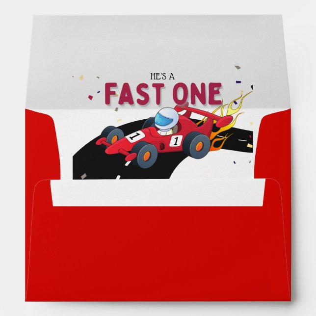 Red Race Car First Birthday Party   Envelope (Back (Bottom))