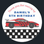Red Race Car for Kids Boys Birthday Party Classic Round Sticker<br><div class="desc">Cute party favours for kids,  boys or girls who love car racing. A colourful illustration of a sport race car. Perfect for kids birthday party,  party favours and thank you label.</div>