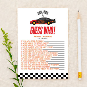 Red Race Car Guess Who Baby Shower Game