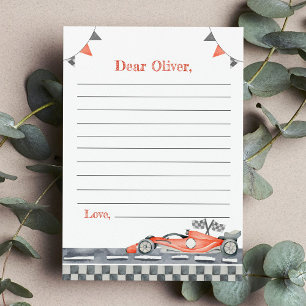 Red Race Car Party Time Capsule Note Message Card
