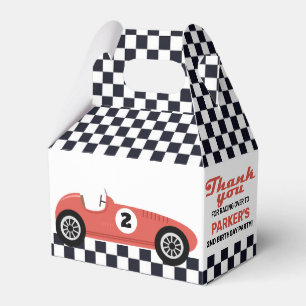 Red Race Car Racing Birthday Party Chequered Favour Box