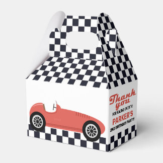Red Race Car Racing Birthday Party Chequered Favour Box