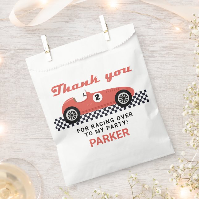 Red Race Car Racing Birthday Party Favour Bags (Clipped)