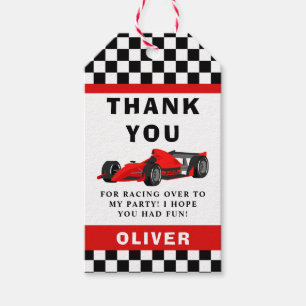 Red Race Car Racing Birthday Party Thank You Favou Gift Tags