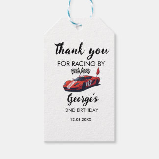 Red Race Car Ricing by Birthday Gift Tags